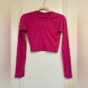 🍋🍓Lululemon Swiftly Tech 2.0 Hot Pink Raspberry Cropped Long-Sleeve Top🍓🍋